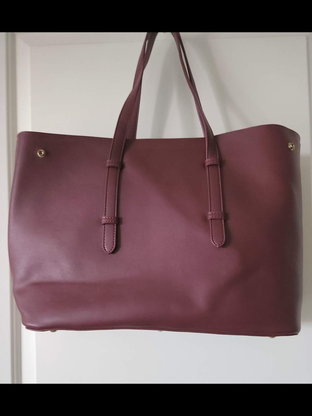 Spacious Deep Plum Weekend Tote Bag with Matching Pouch